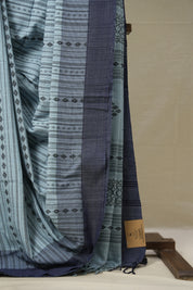 Powder Blue Bengal Cotton Saree - SRPBBCS96
