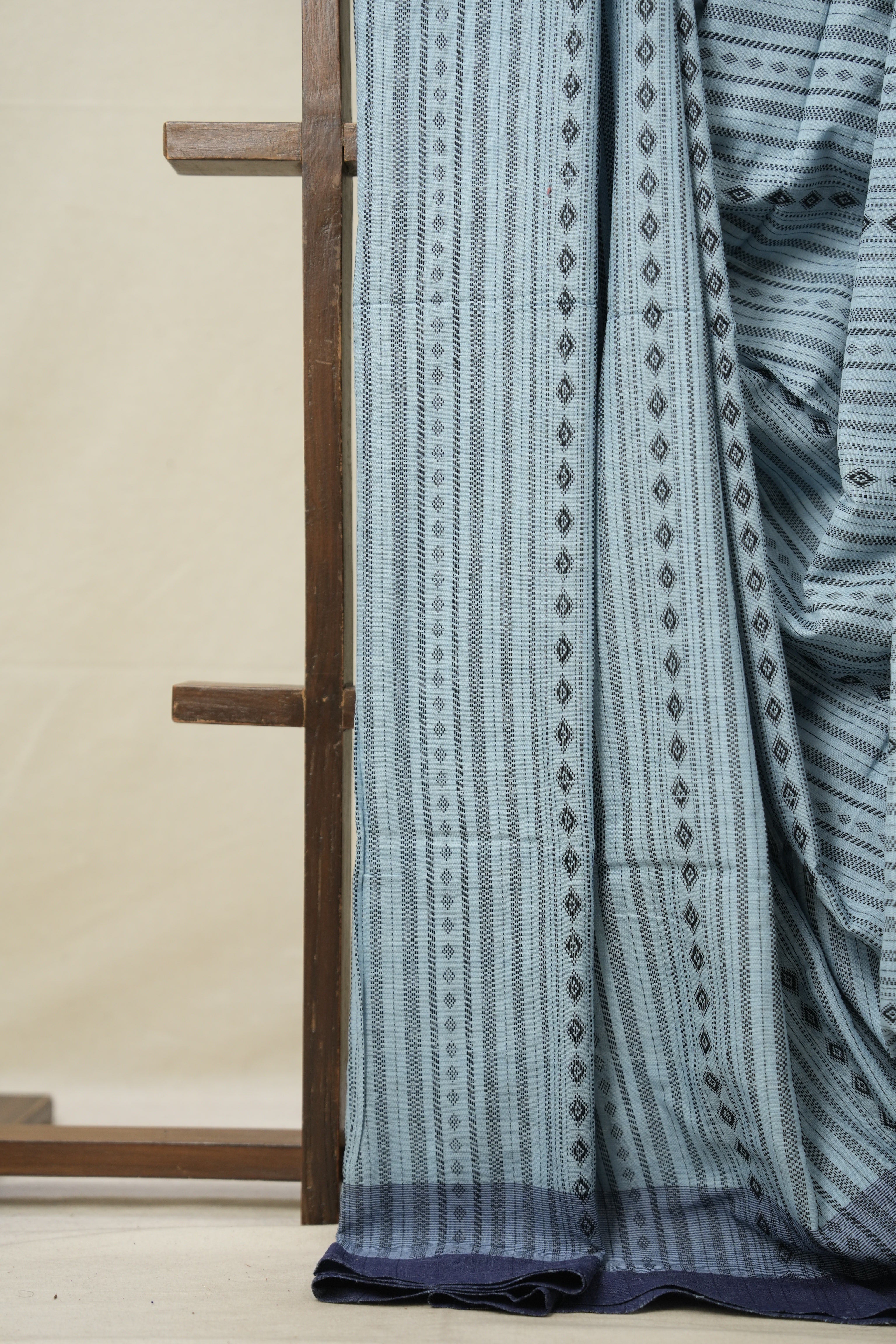 Powder Blue Bengal Cotton Saree - SRPBBCS96