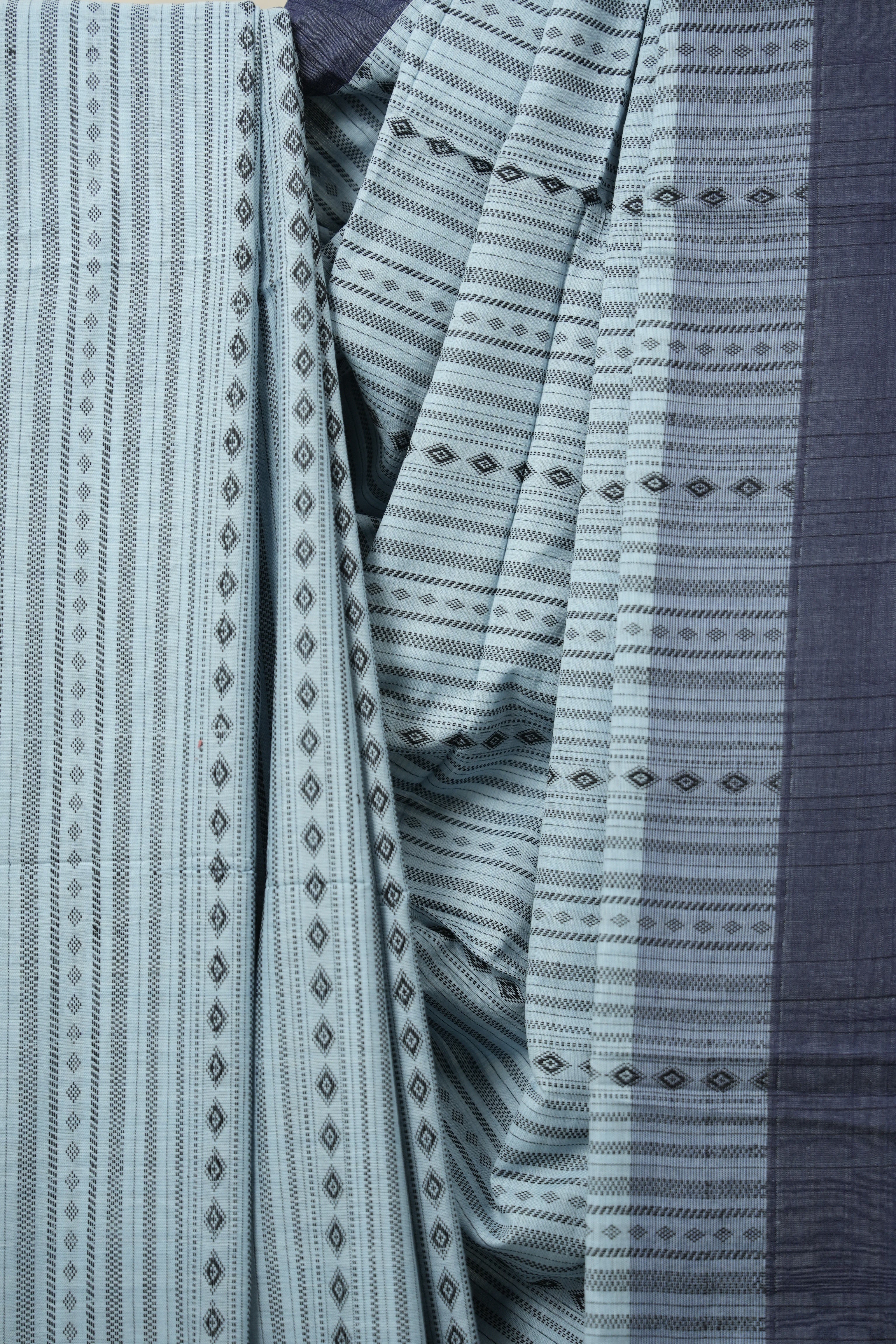 Powder Blue Bengal Cotton Saree - SRPBBCS96