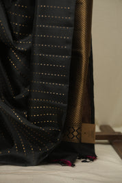 Black Soft Silk Saree - SRBSSS480