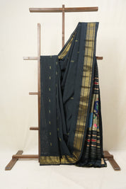 Bottle Green Cotton Paithani Saree - SRBGCPS577