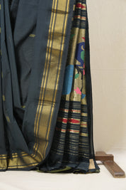 Bottle Green Cotton Paithani Saree - SRBGCPS577