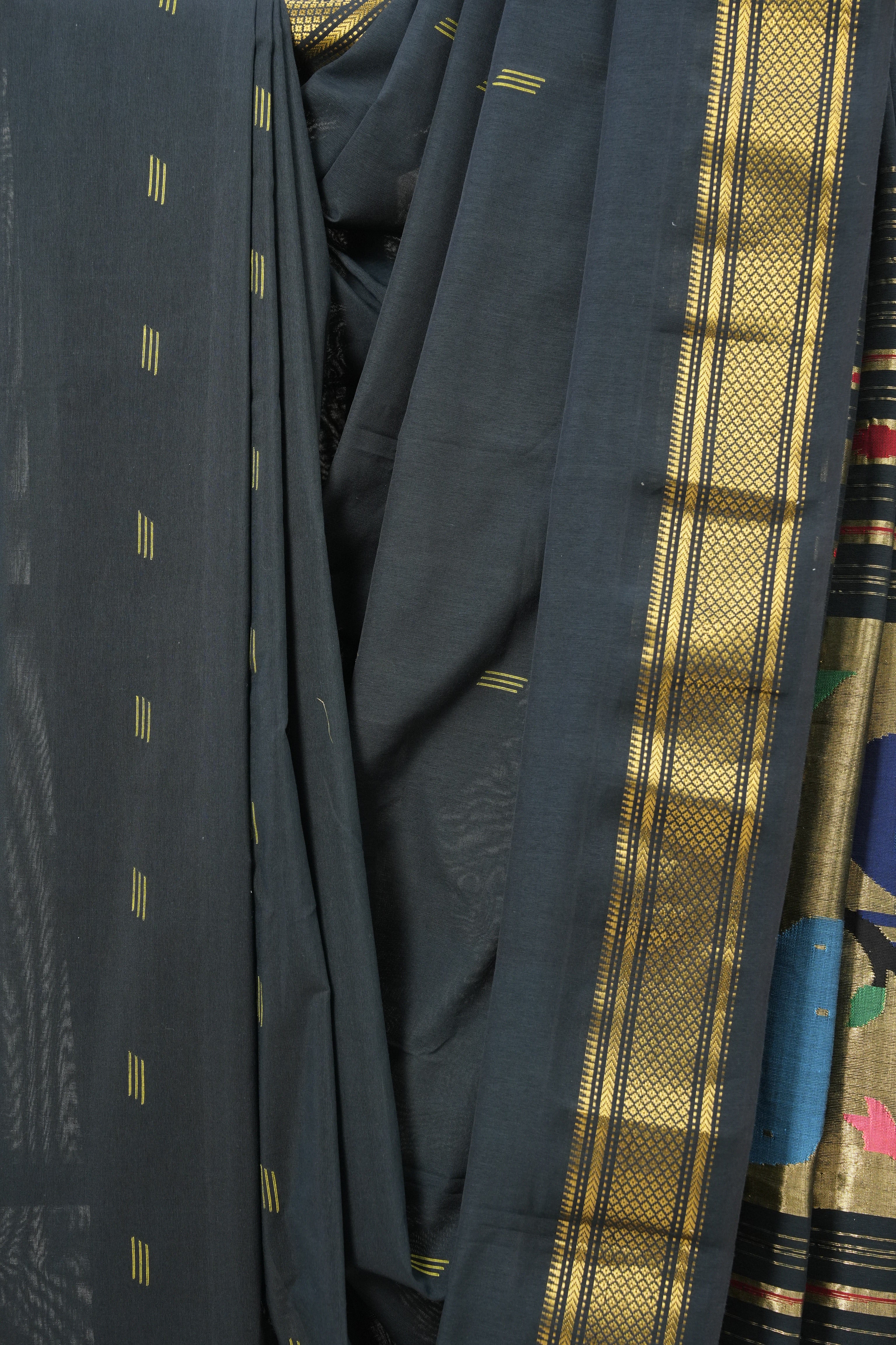 Bottle Green Cotton Paithani Saree - SRBGCPS577