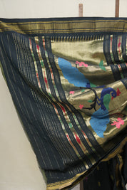 Bottle Green Cotton Paithani Saree - SRBGCPS577