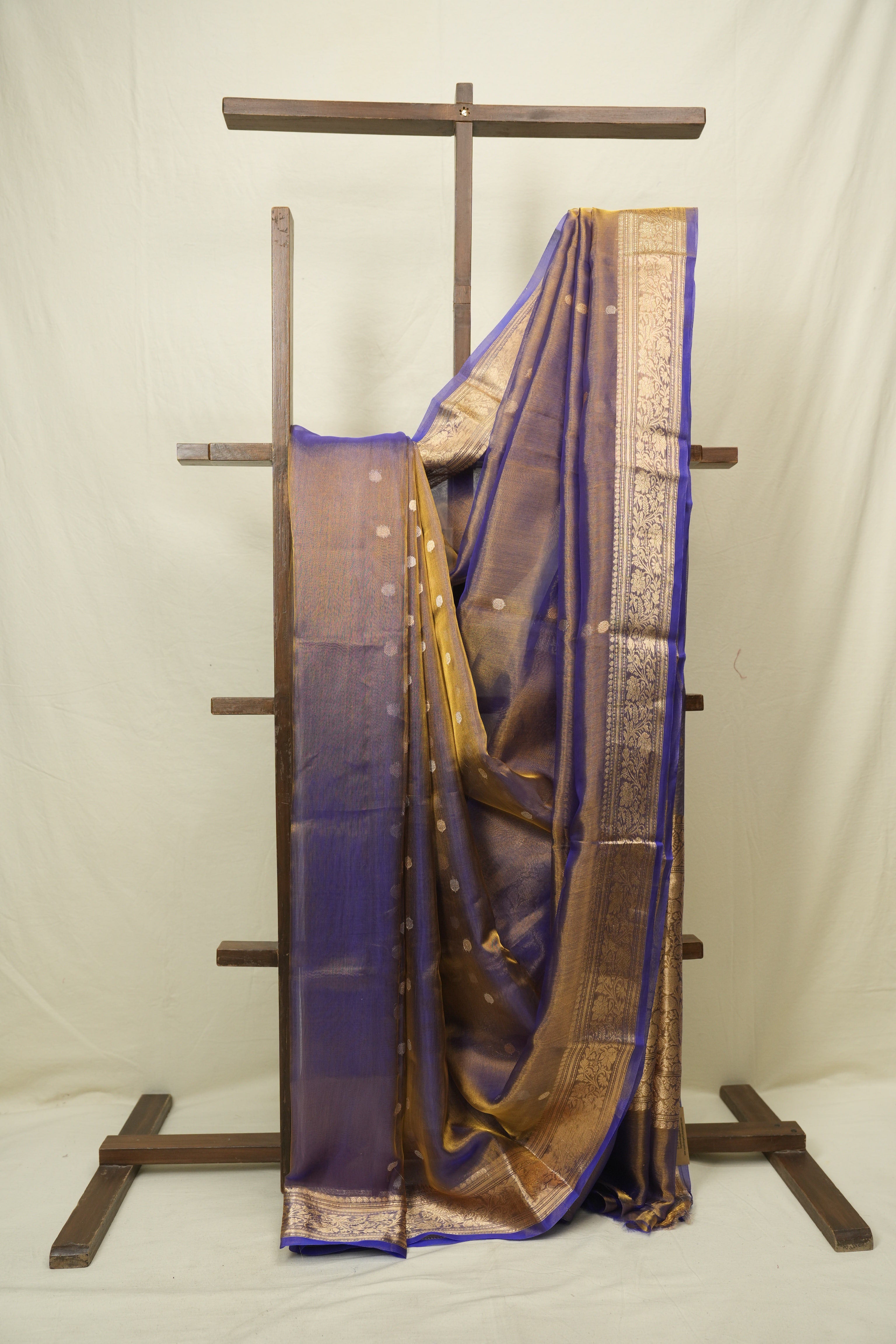 Dual Tone Blue Tissue Banarasi Silk Saree - SRDTBTBSS80