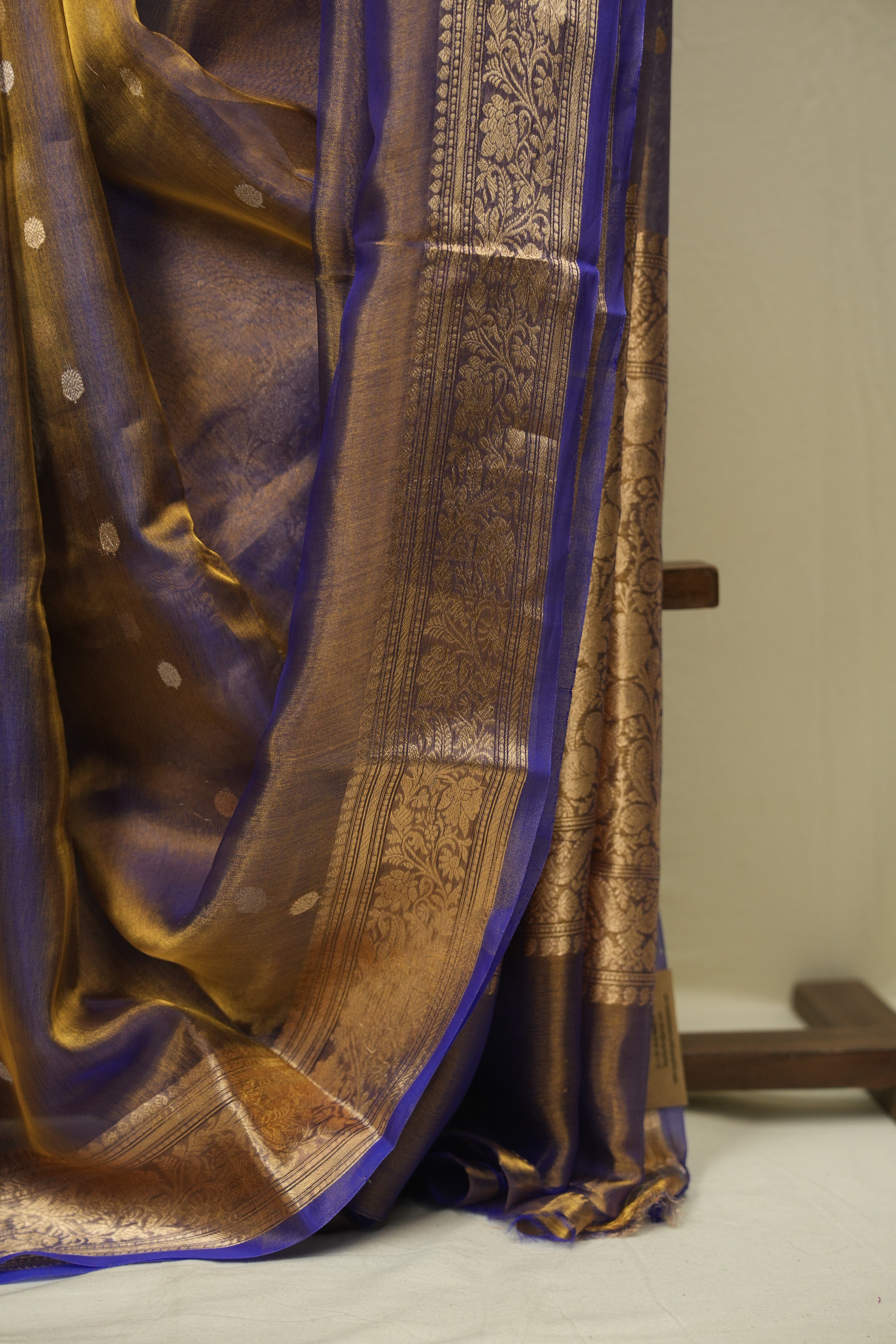 Dual Tone Blue Tissue Banarasi Silk Saree - SRDTBTBSS80