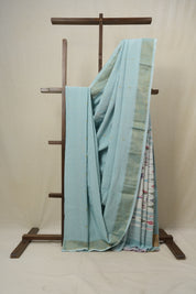 Aqua Blue Cotton Paithani Saree - SRABCPS593