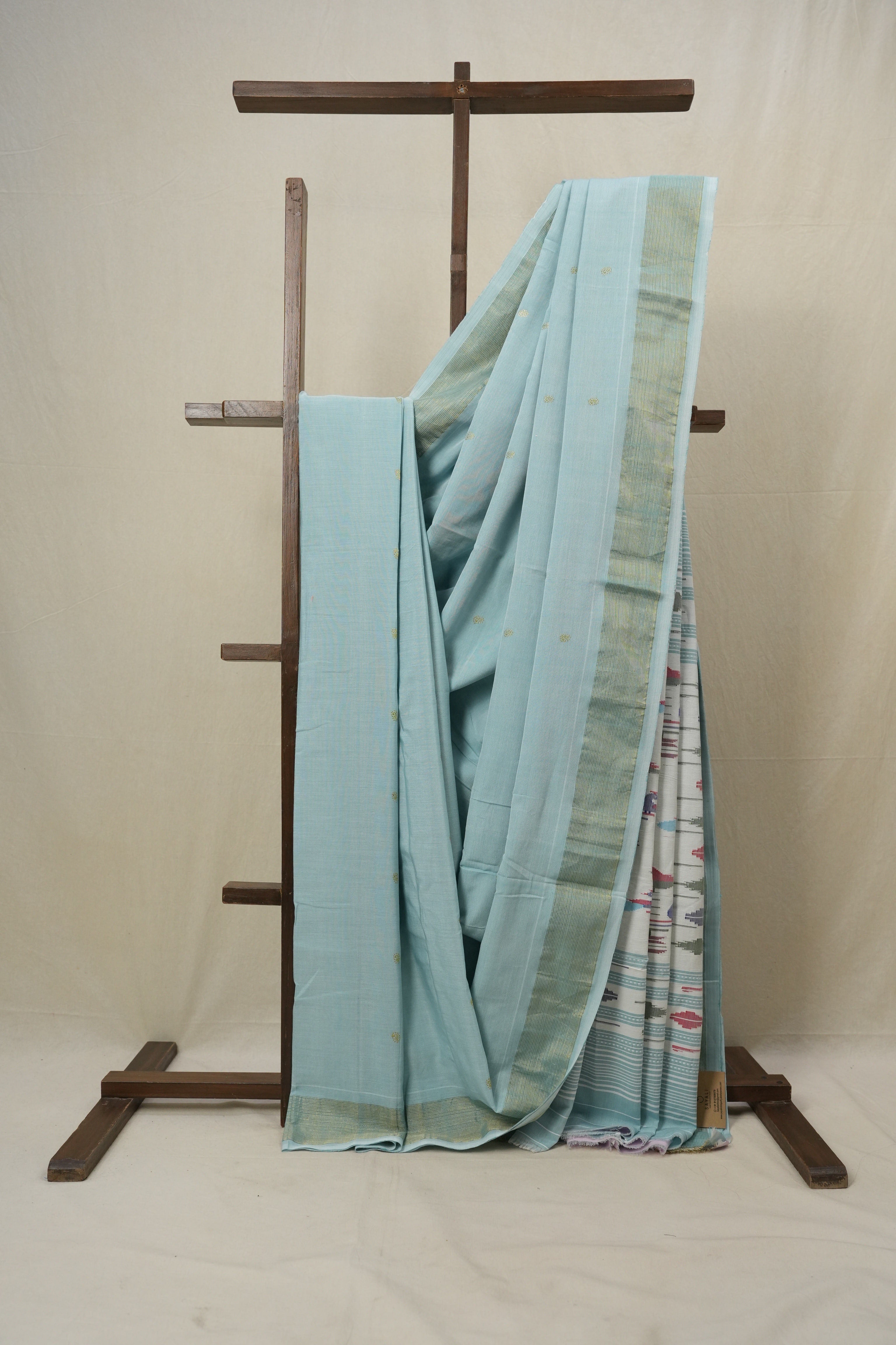 Aqua Blue Cotton Paithani Saree - SRABCPS593