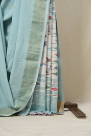 Aqua Blue Cotton Paithani Saree - SRABCPS593