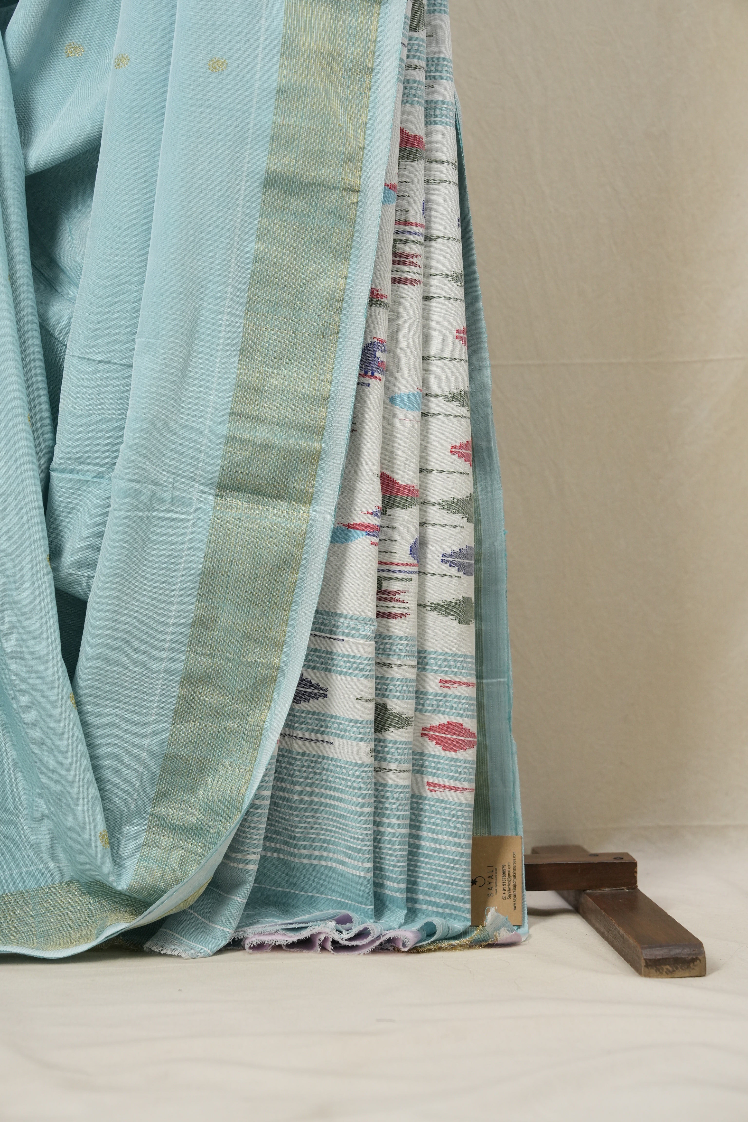 Aqua Blue Cotton Paithani Saree - SRABCPS593