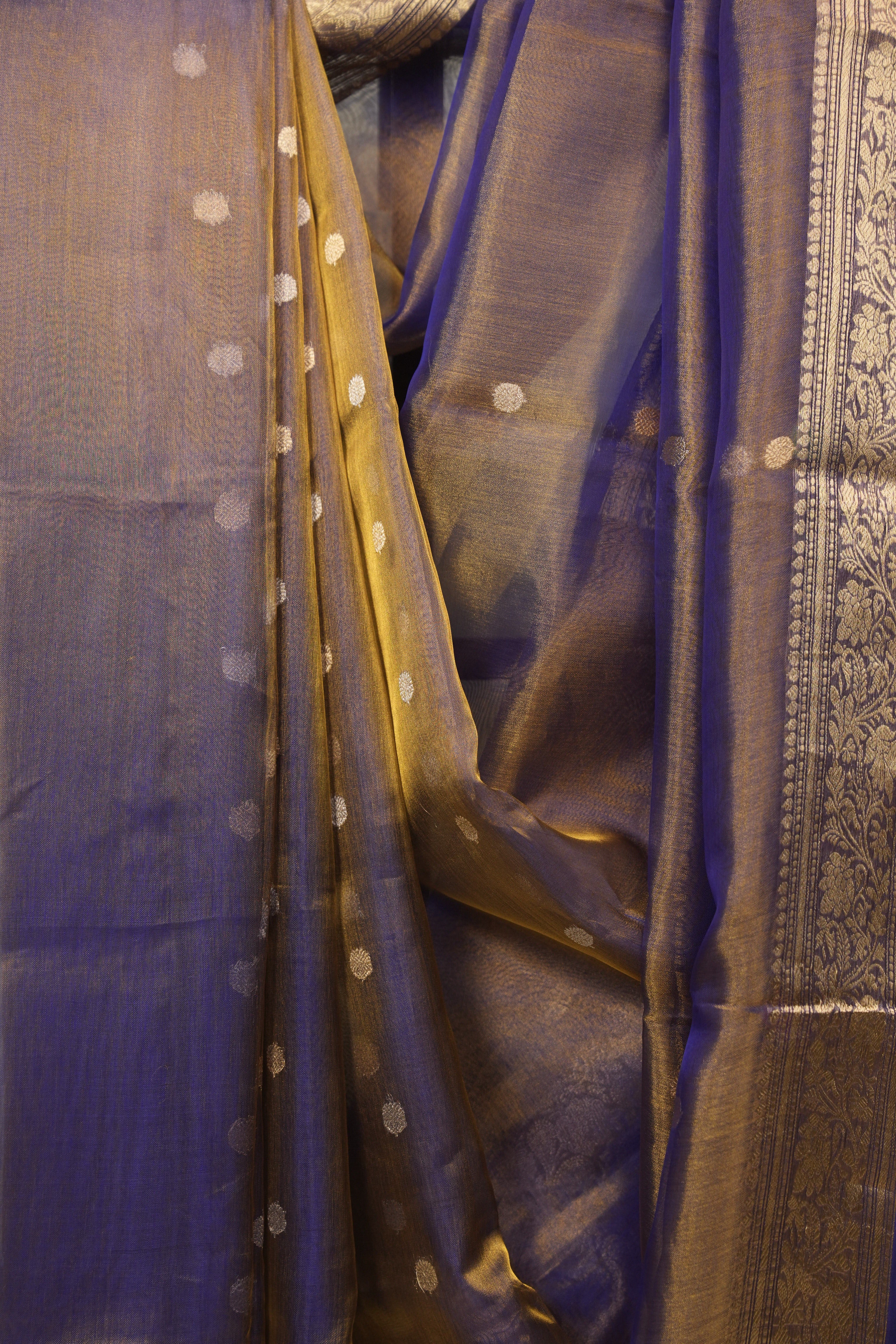 Dual Tone Blue Tissue Banarasi Silk Saree - SRDTBTBSS80