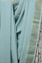 Aqua Blue Cotton Paithani Saree - SRABCPS593