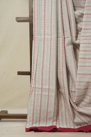 White Red Bengal Cotton Saree - SRWRBCS92