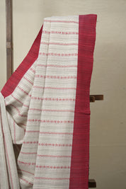 White Red Bengal Cotton Saree - SRWRBCS92