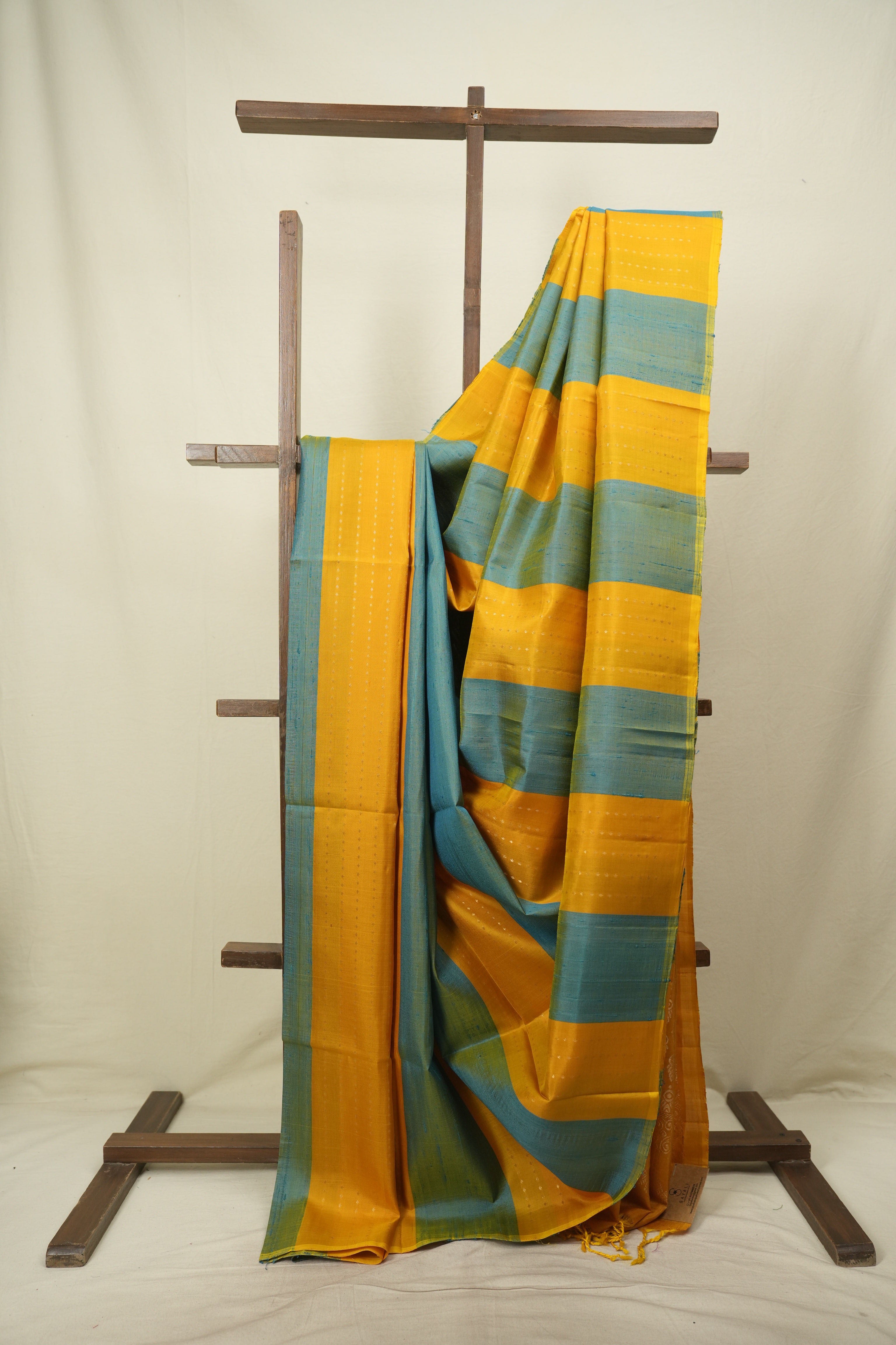Blue - Yellow Soft Silk Saree - SRBYSSS468