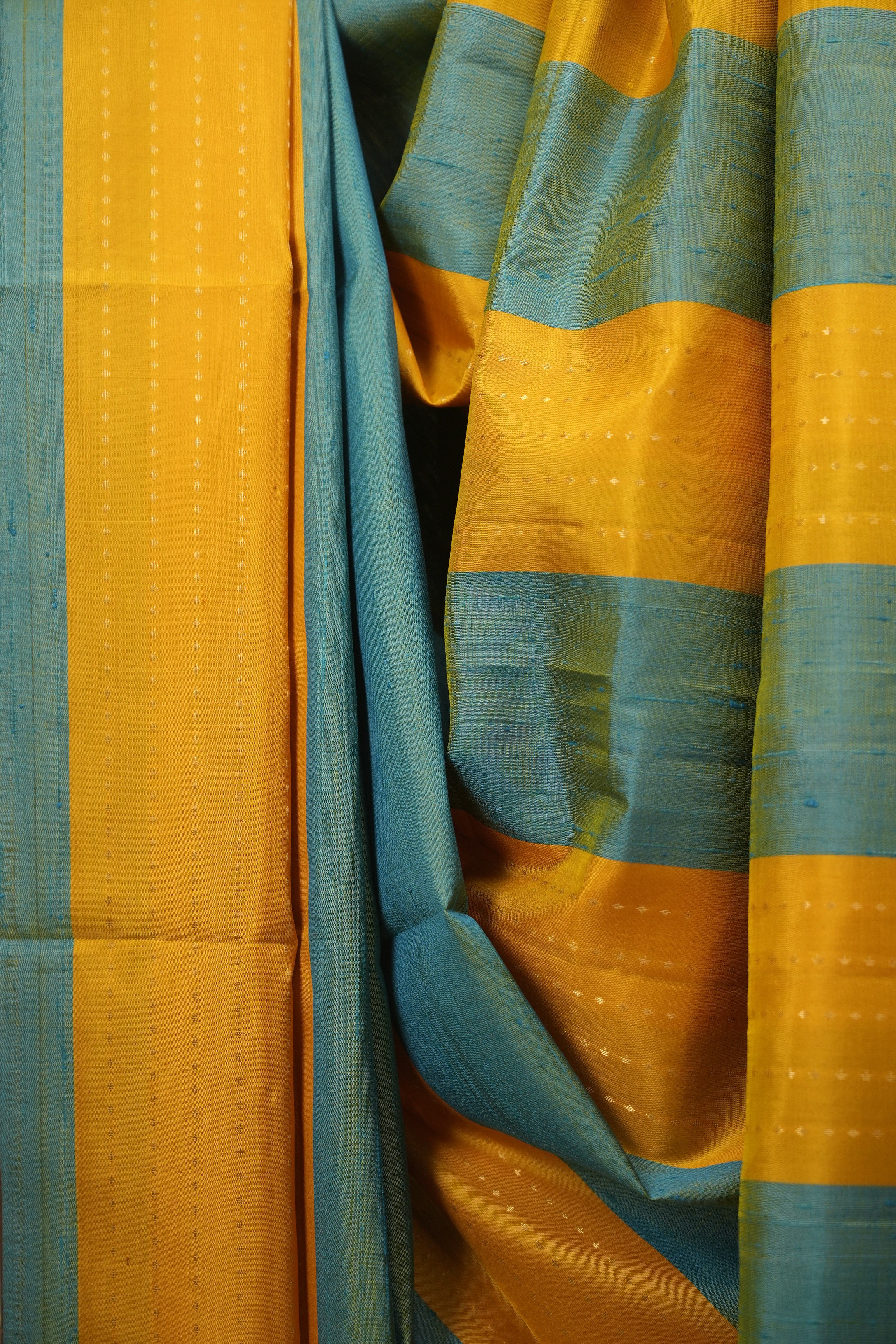 Blue - Yellow Soft Silk Saree - SRBYSSS468
