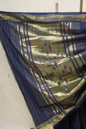Royal Blue Cotton Paithani Saree - SRRBCPS587