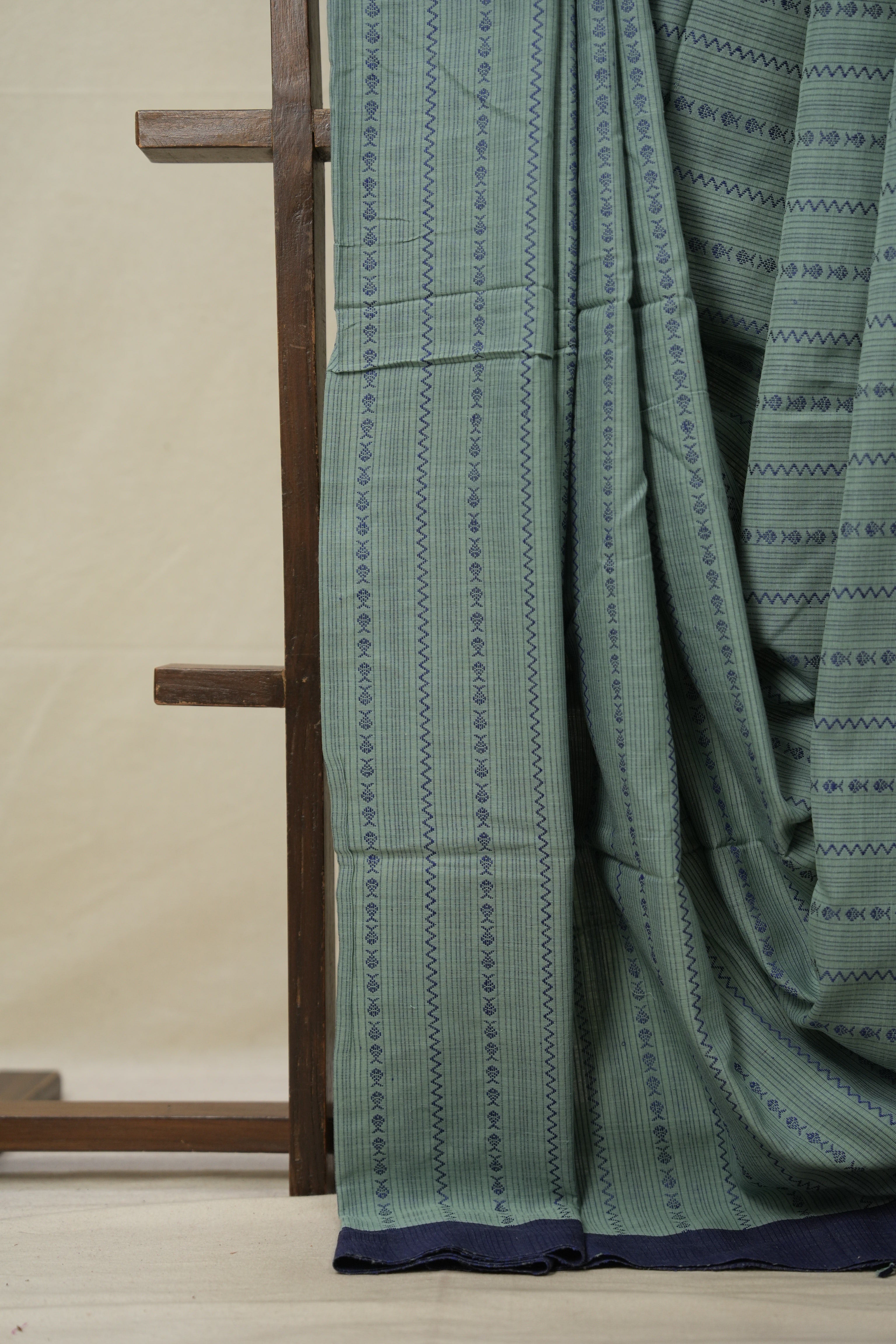 Teal Green Bengal Cotton Saree - SRTGBCS112