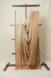 Brown Yellow Tissue Tussar Silk Saree - SRBYTTSS596