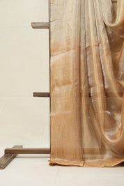 Brown Yellow Tissue Tussar Silk Saree - SRBYTTSS596