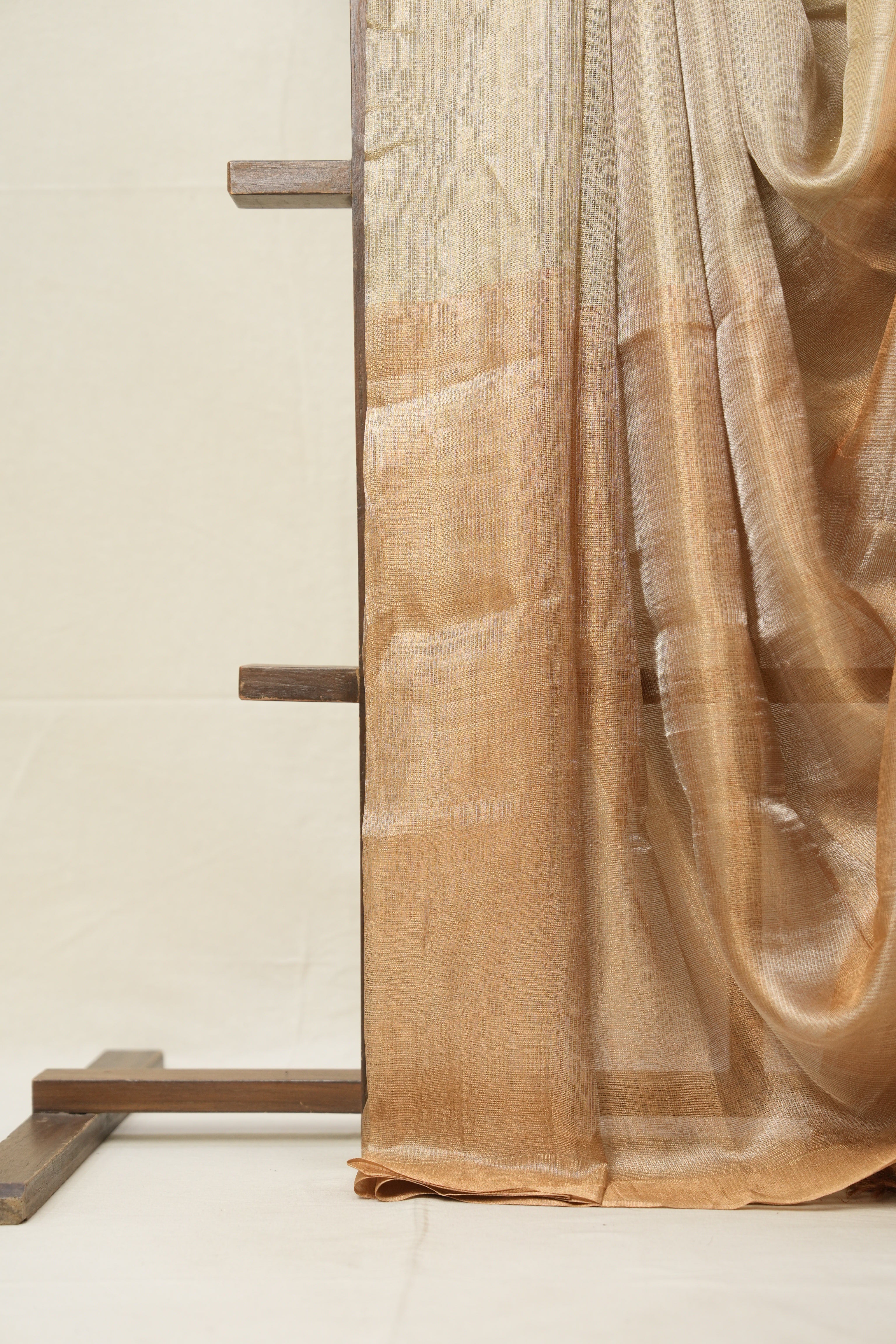 Brown Yellow Tissue Tussar Silk Saree - SRBYTTSS596