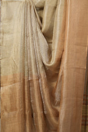 Brown Yellow Tissue Tussar Silk Saree - SRBYTTSS596
