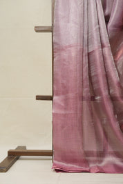 Deep Pink Silver Tissue Tussar Silk Saree - SRDPSTTSS595