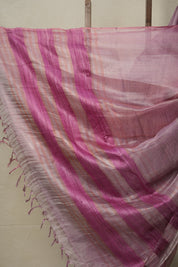 Deep Pink Silver Tissue Tussar Silk Saree - SRDPSTTSS595