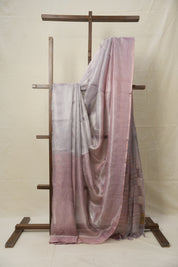Silver Pink Copper Tissue Tussar Silk Saree - SRSPCTTSS594