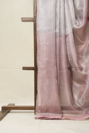 Silver Pink Copper Tissue Tussar Silk Saree - SRSPCTTSS594