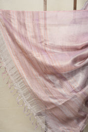 Silver Pink Copper Tissue Tussar Silk Saree - SRSPCTTSS594