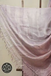 Silver Pink Copper Tissue Tussar Silk Saree - SRSPCTTSS594