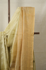 Olive Brown Tissue Tussar Silk Saree - SROBTTSS593