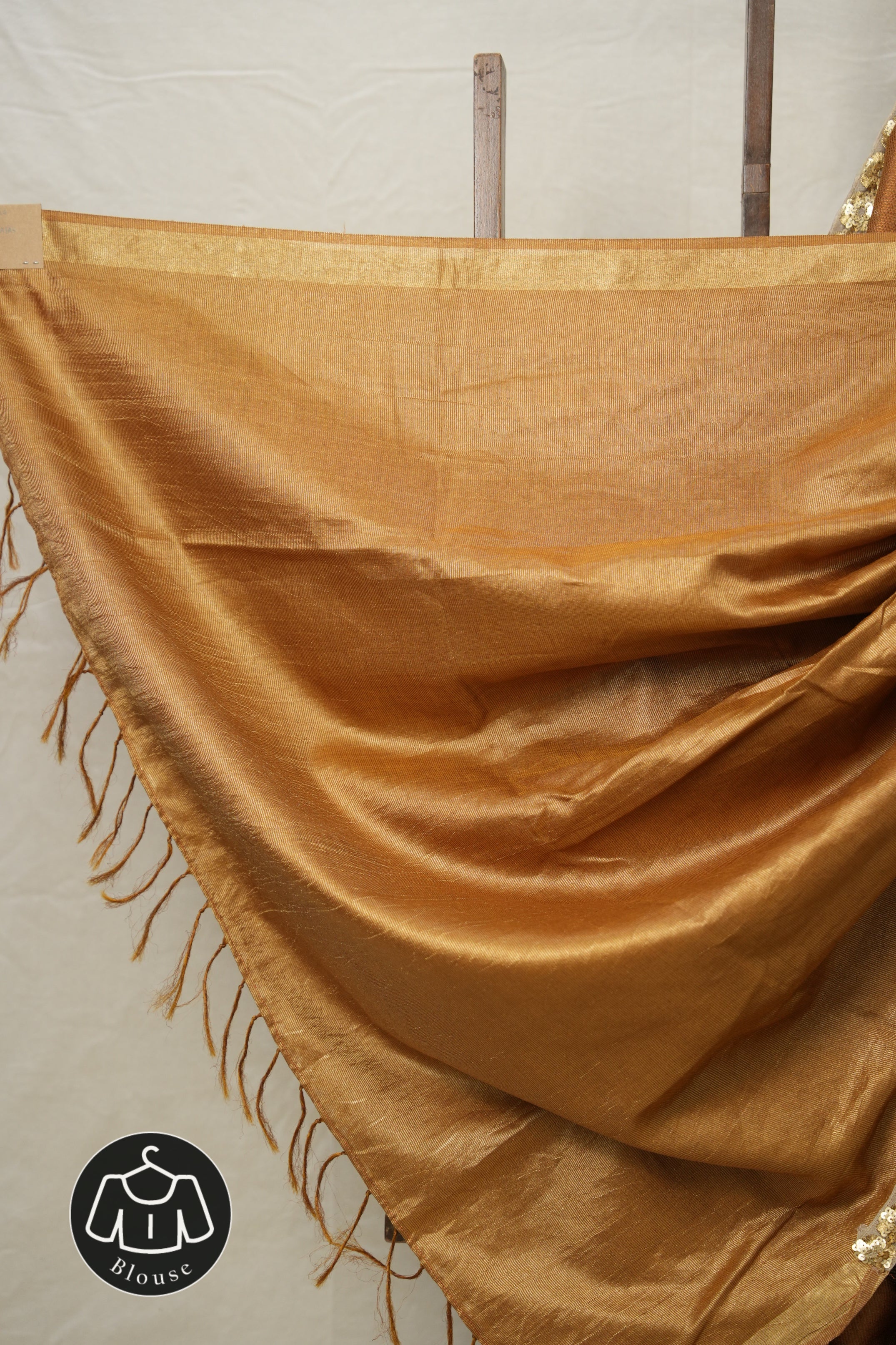 Brown Tussar Silk Saree With Lace - SRBTSSWL04