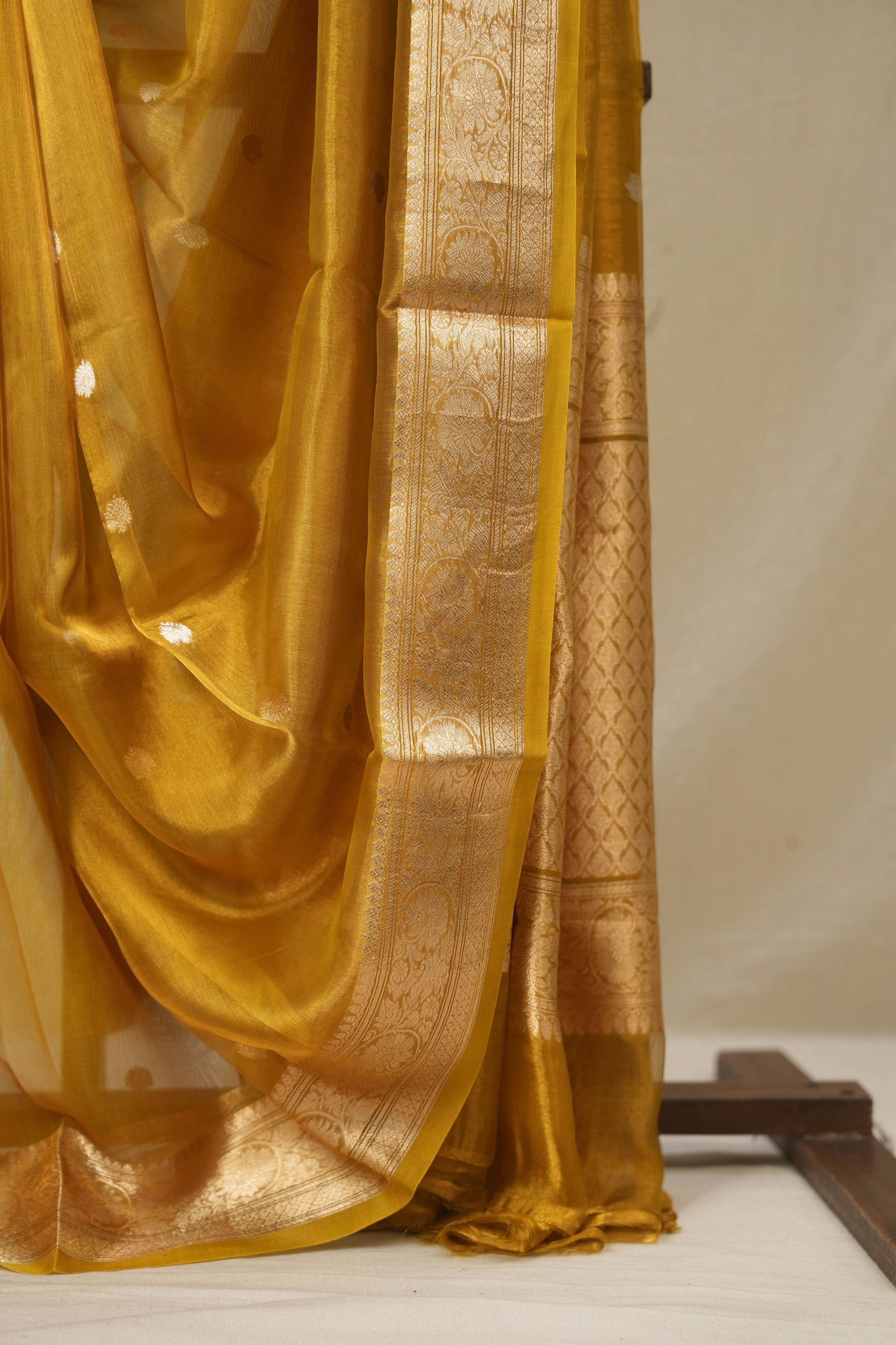 Mustard Gold Tissue Banarasi Silk Saree - SRMGTBSS56