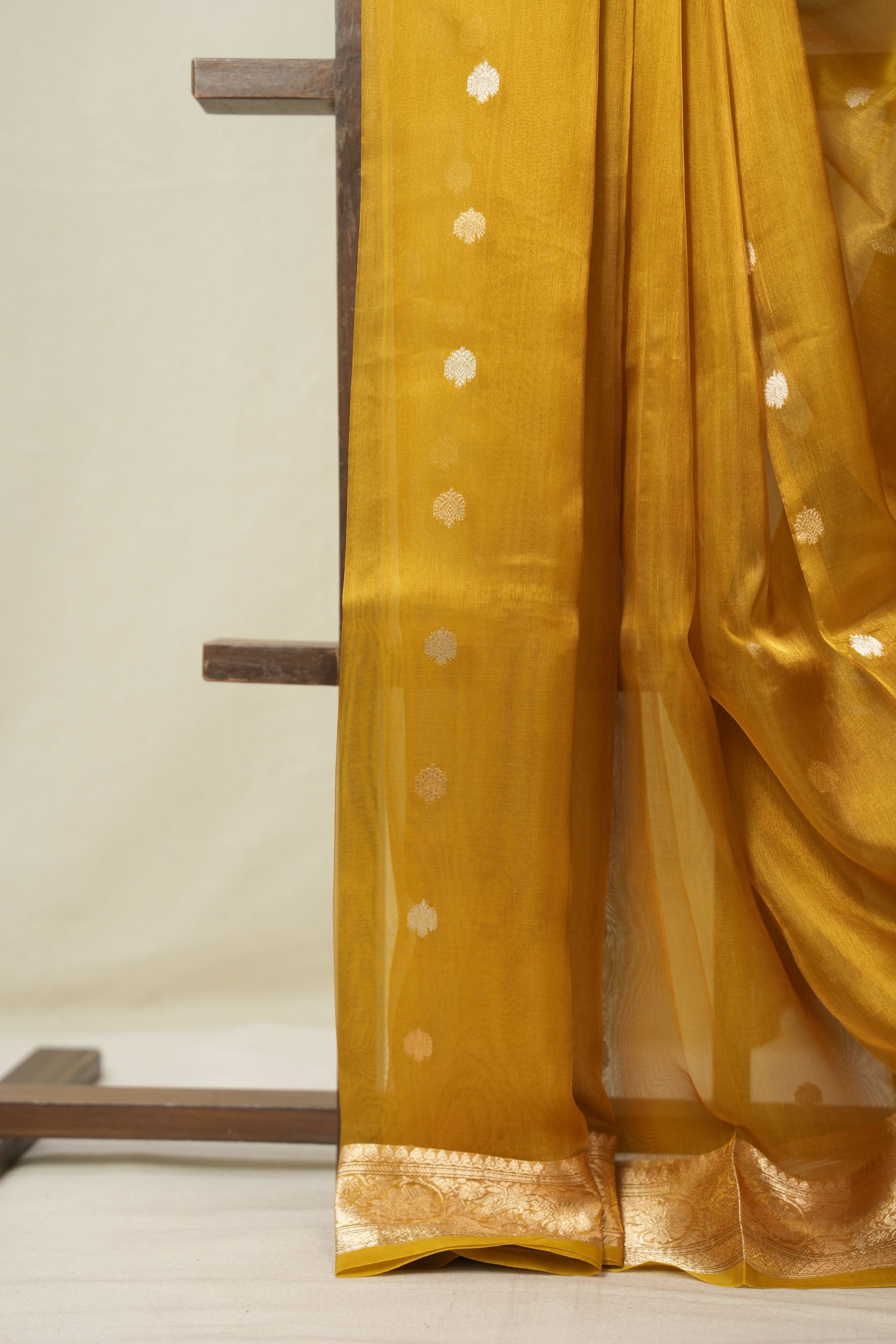 Mustard Gold Tissue Banarasi Silk Saree - SRMGTBSS56