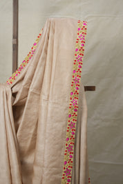 Apricot Pink Tussar Silk Saree With Lace - SRAPTSSWL02