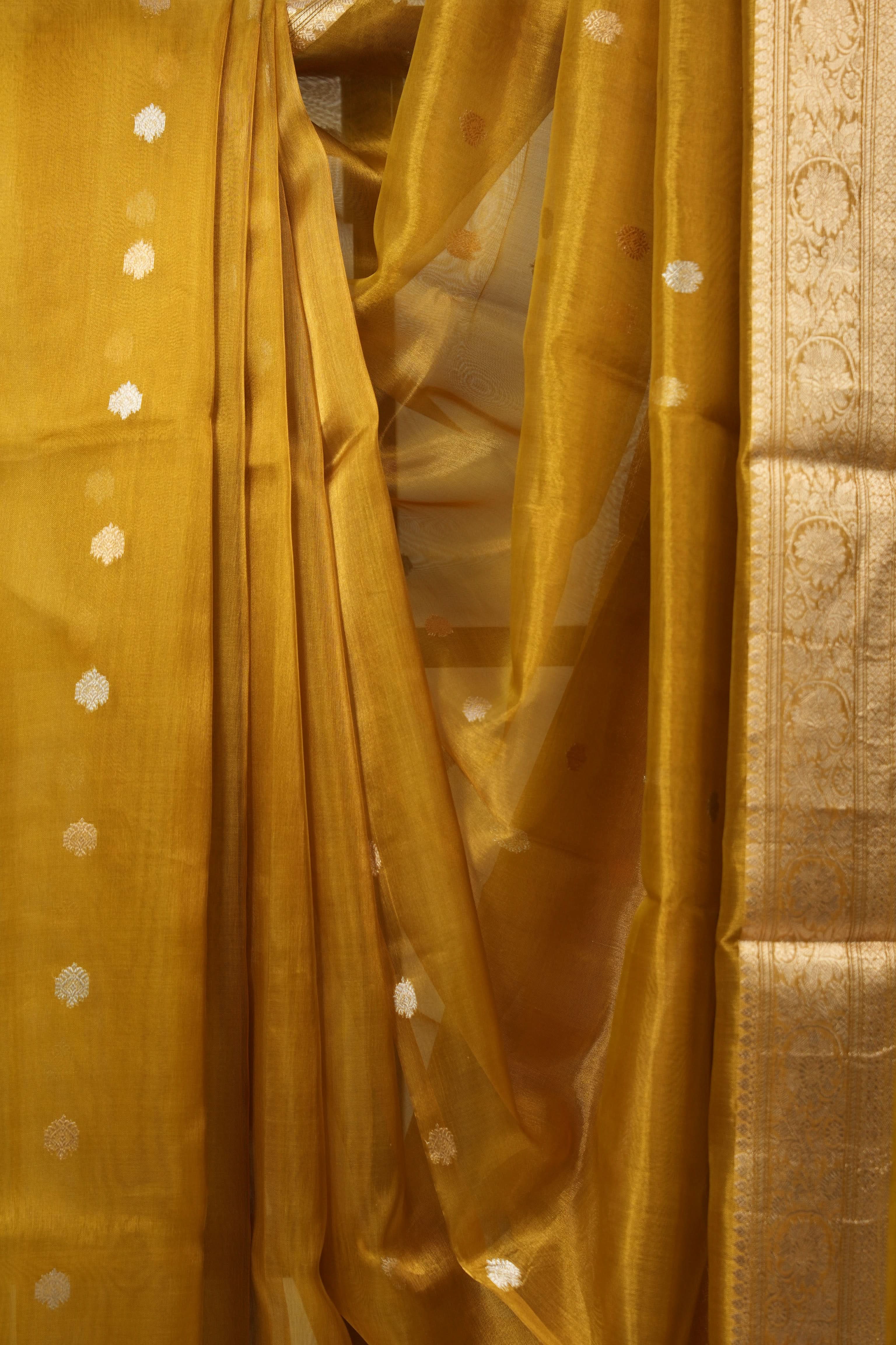 Mustard Gold Tissue Banarasi Silk Saree - SRMGTBSS56