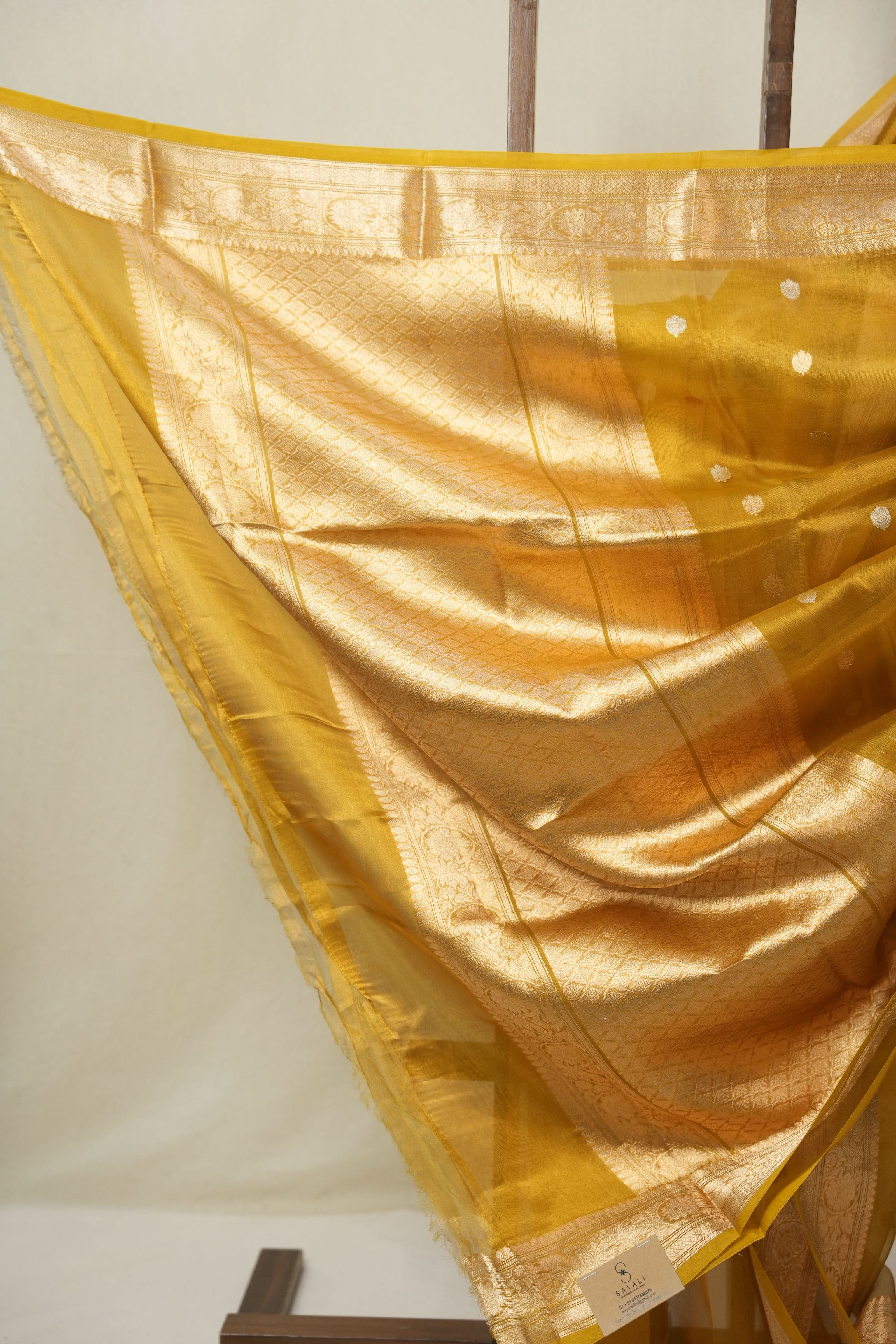 Mustard Gold Tissue Banarasi Silk Saree - SRMGTBSS56