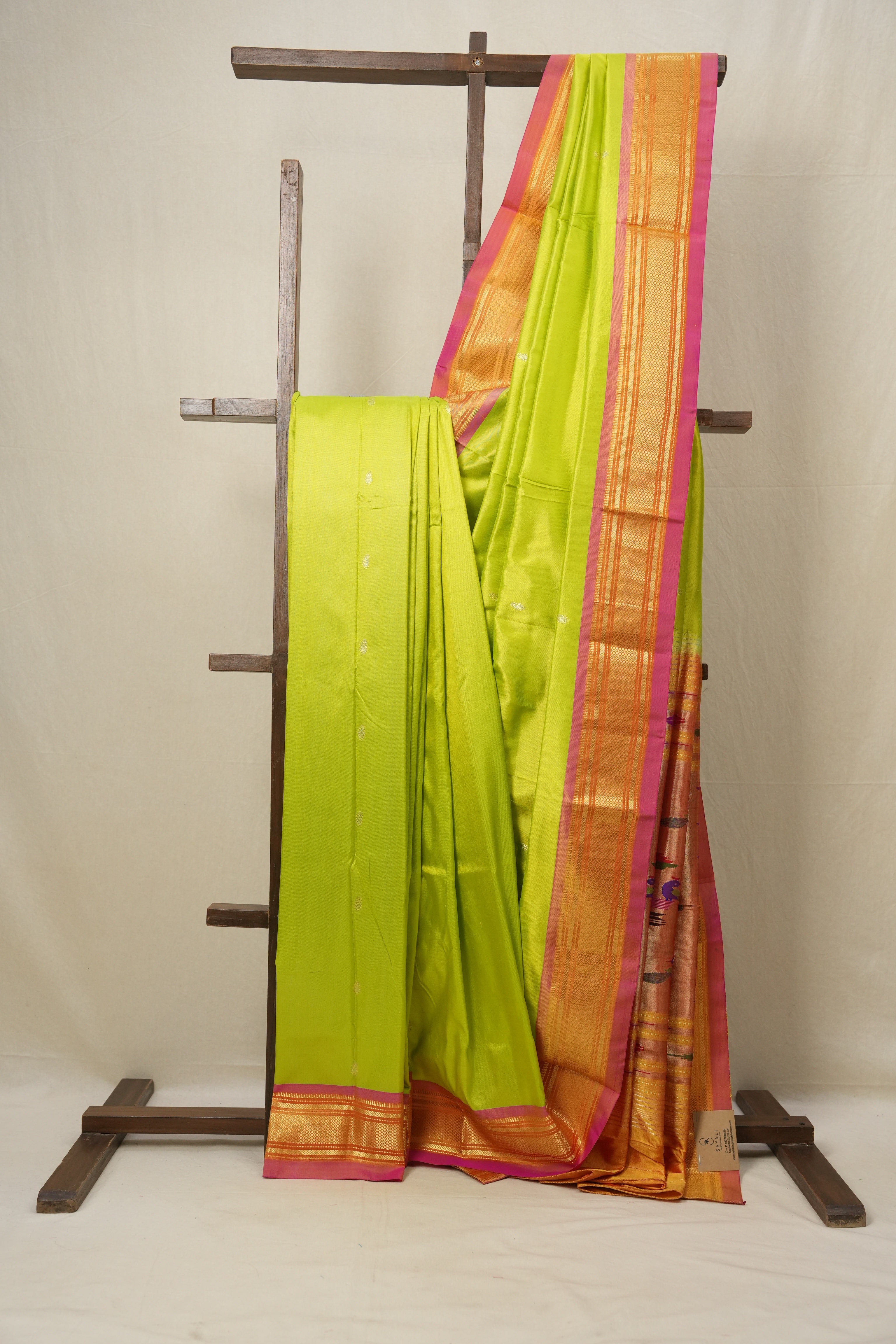 Neon Green Silk Paithani Saree - SRNGSPS699