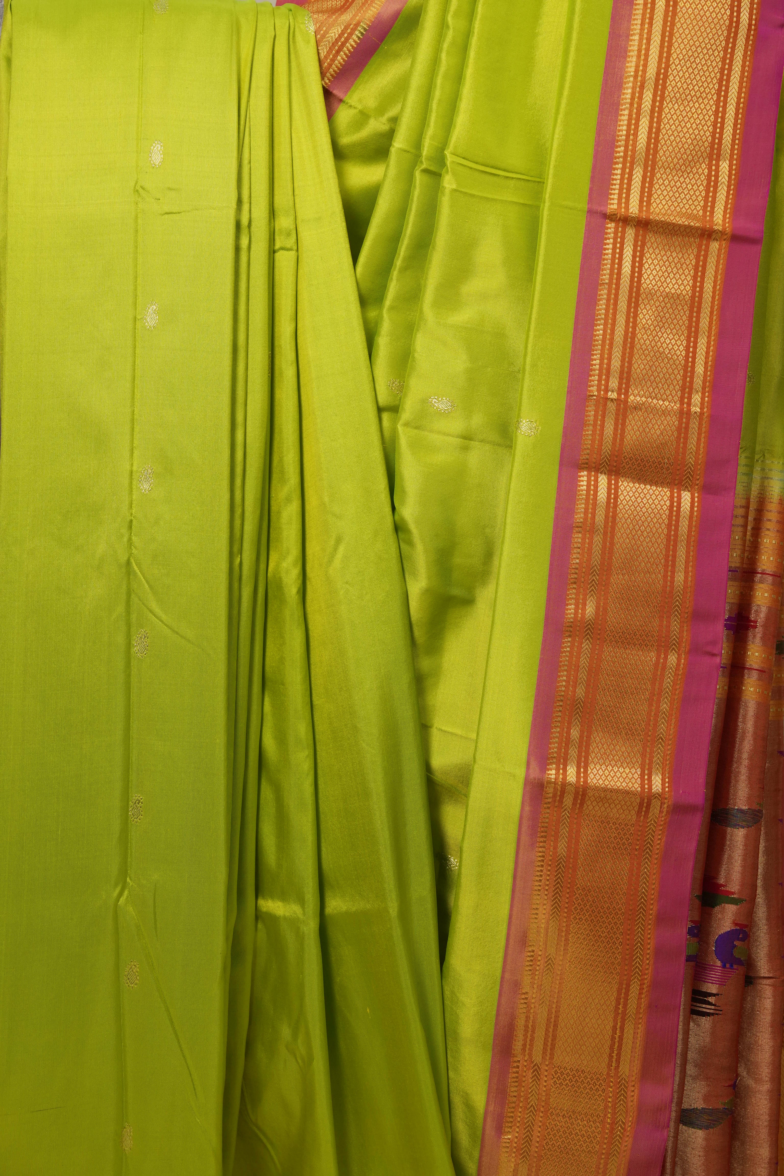 Neon Green Silk Paithani Saree - SRNGSPS699