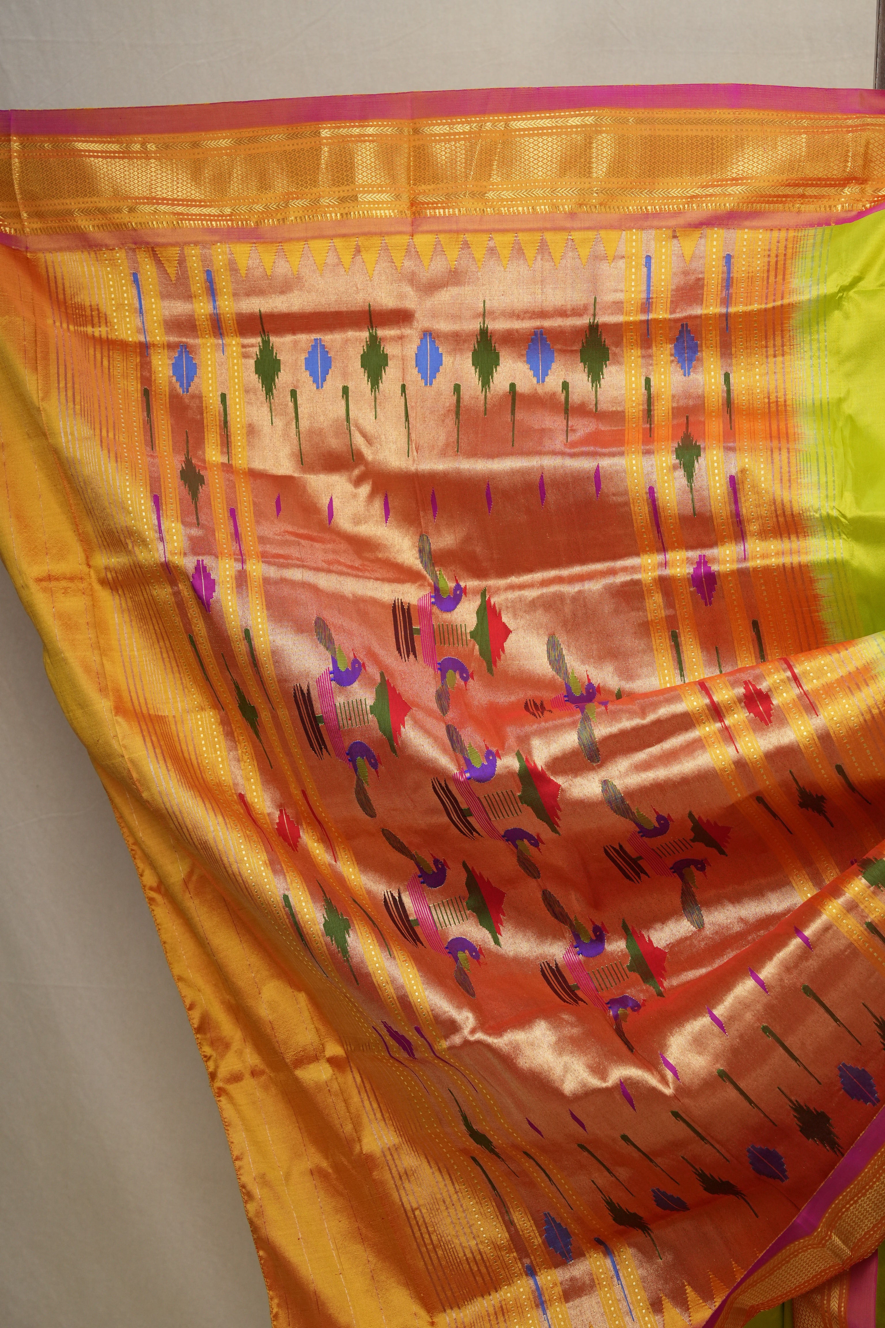 Neon Green Silk Paithani Saree - SRNGSPS699