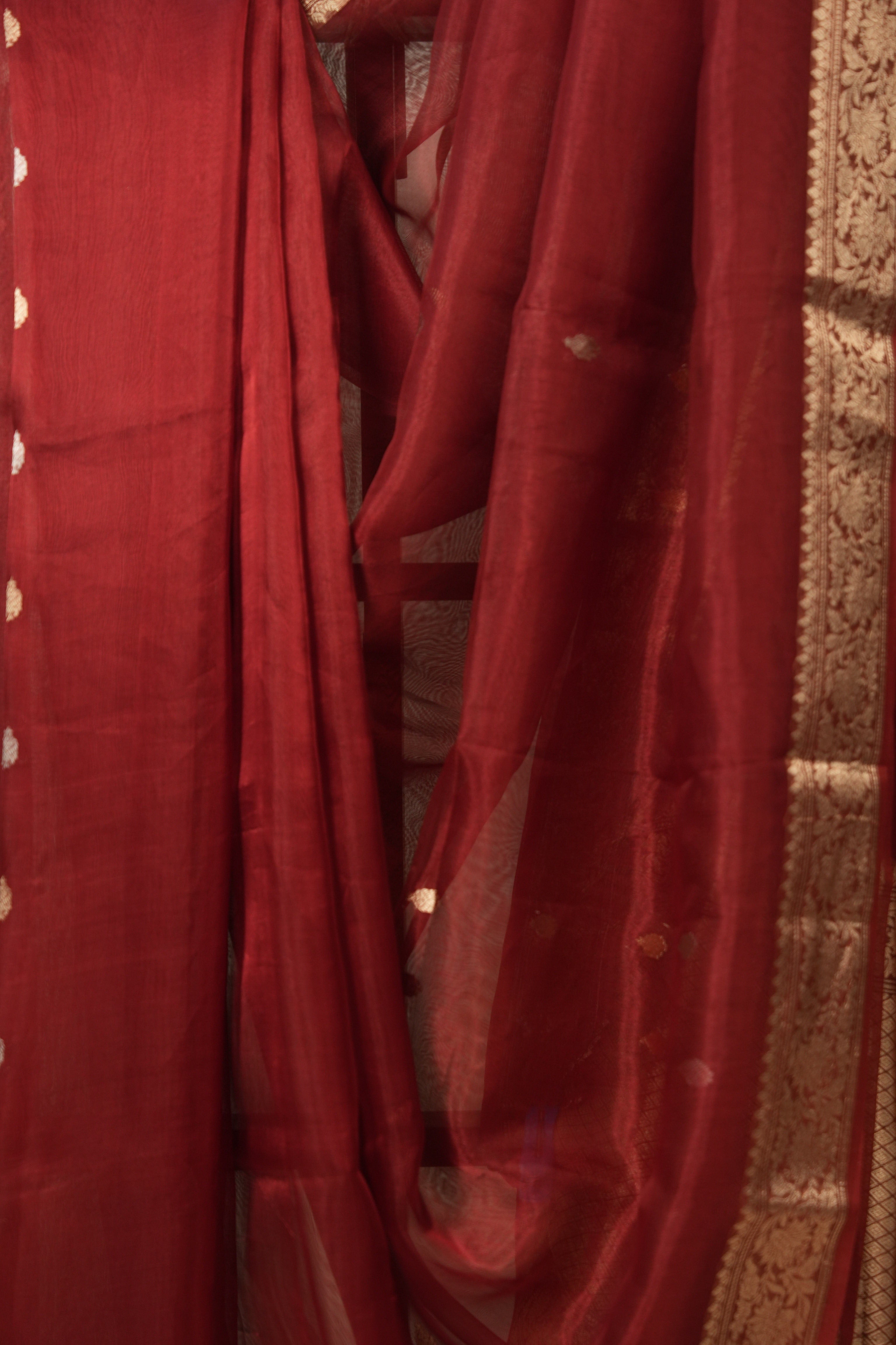 Maroon Tissue Banarasi Silk Saree - SRMTBSS57