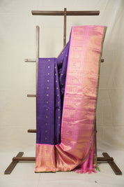 Royal Blue Checks Gadwal Silk Saree - SRRBCGSS598