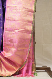Royal Blue Checks Gadwal Silk Saree - SRRBCGSS598