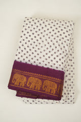 White Sungudi Cotton Saree - SRWSCS363