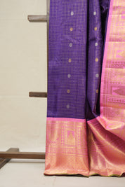 Royal Blue Checks Gadwal Silk Saree - SRRBCGSS598