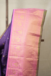 Royal Blue Checks Gadwal Silk Saree - SRRBCGSS598