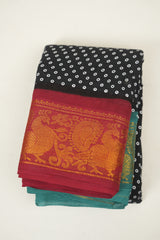 Black Sungudi Cotton Saree - SRBSCS362
