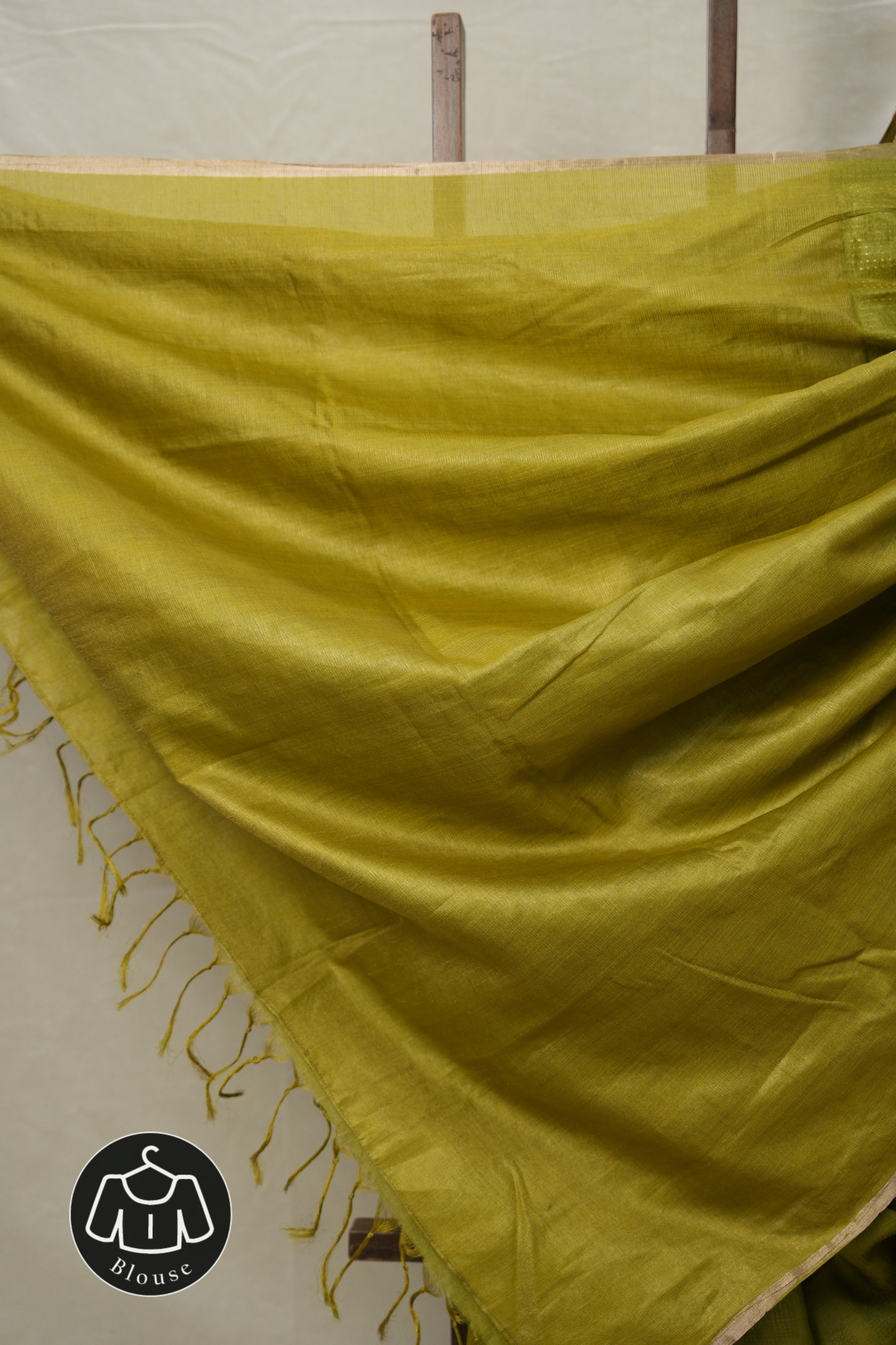 Mehandi Tussar Silk Saree With Lace - SRMTSSWL06